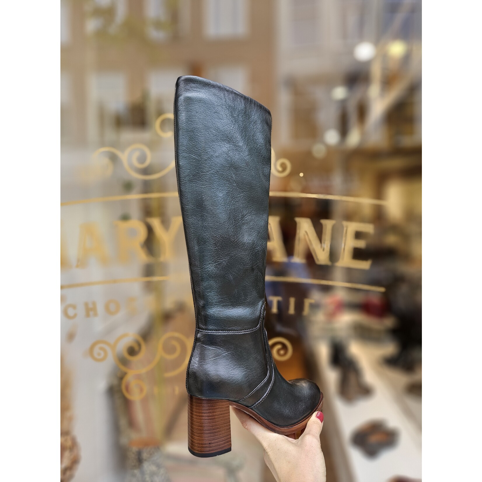 MJUS leren hoge laars VICTORIA groen