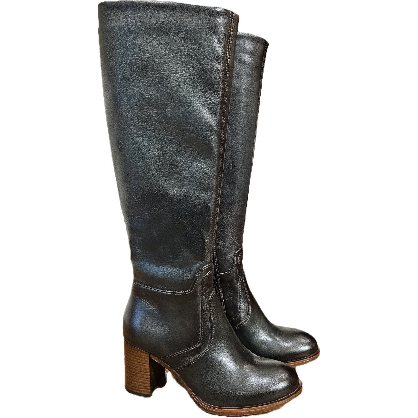 MJUS leren hoge laars VICTORIA groen