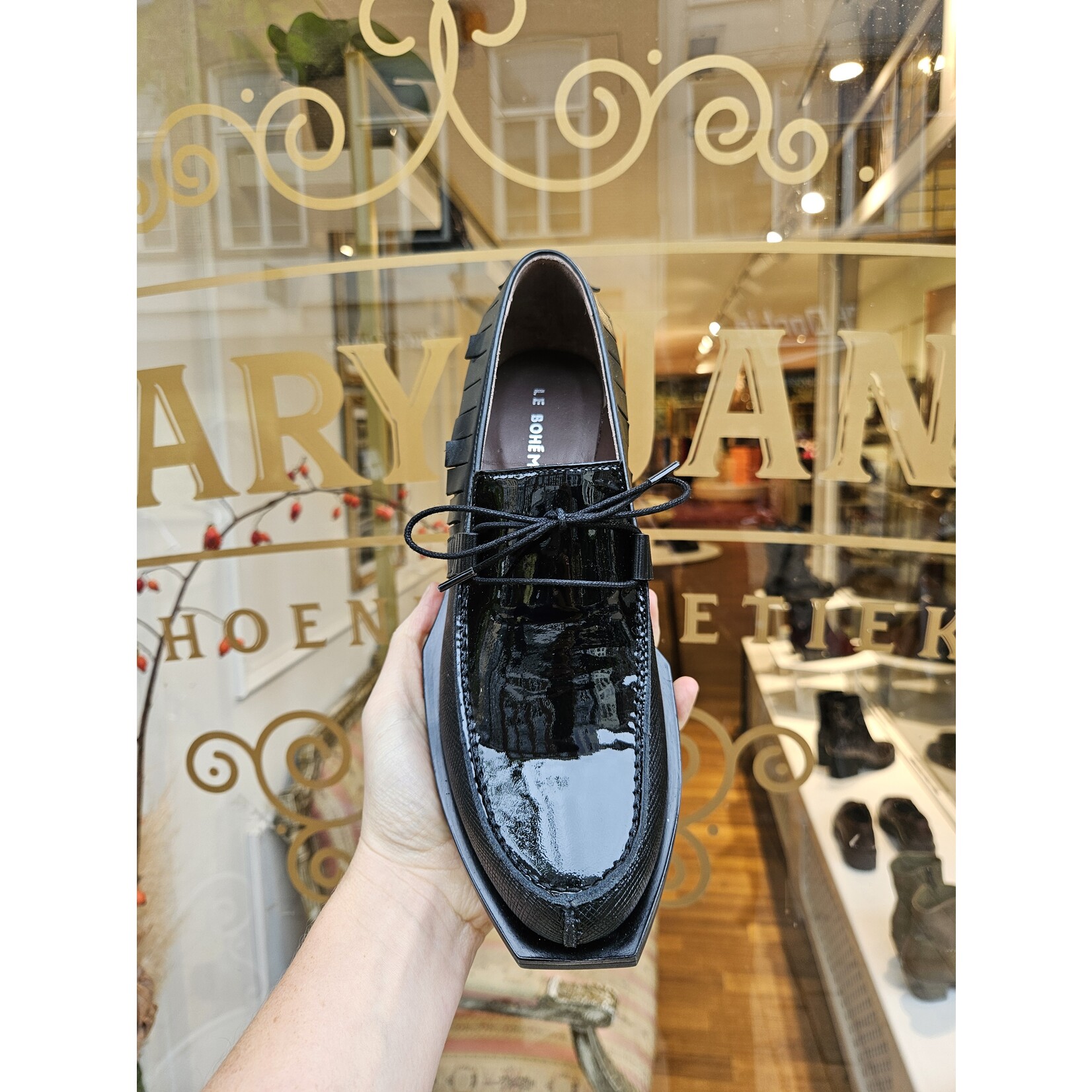 Le Bohemien leren loafer strik lak K110-3 zwart