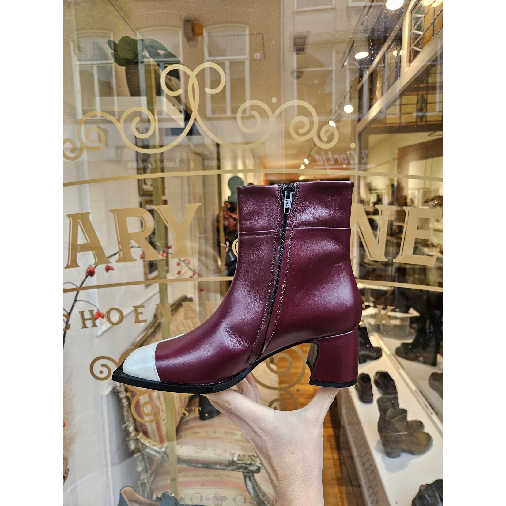 Le Bohem Le Bohemien leren enkellaarsje T5021 bordeaux/rood