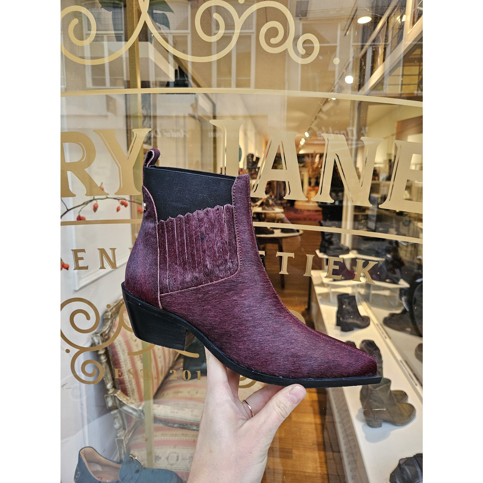 Copenhagen leren enkellaarsje western pony THE WALKING bordeaux