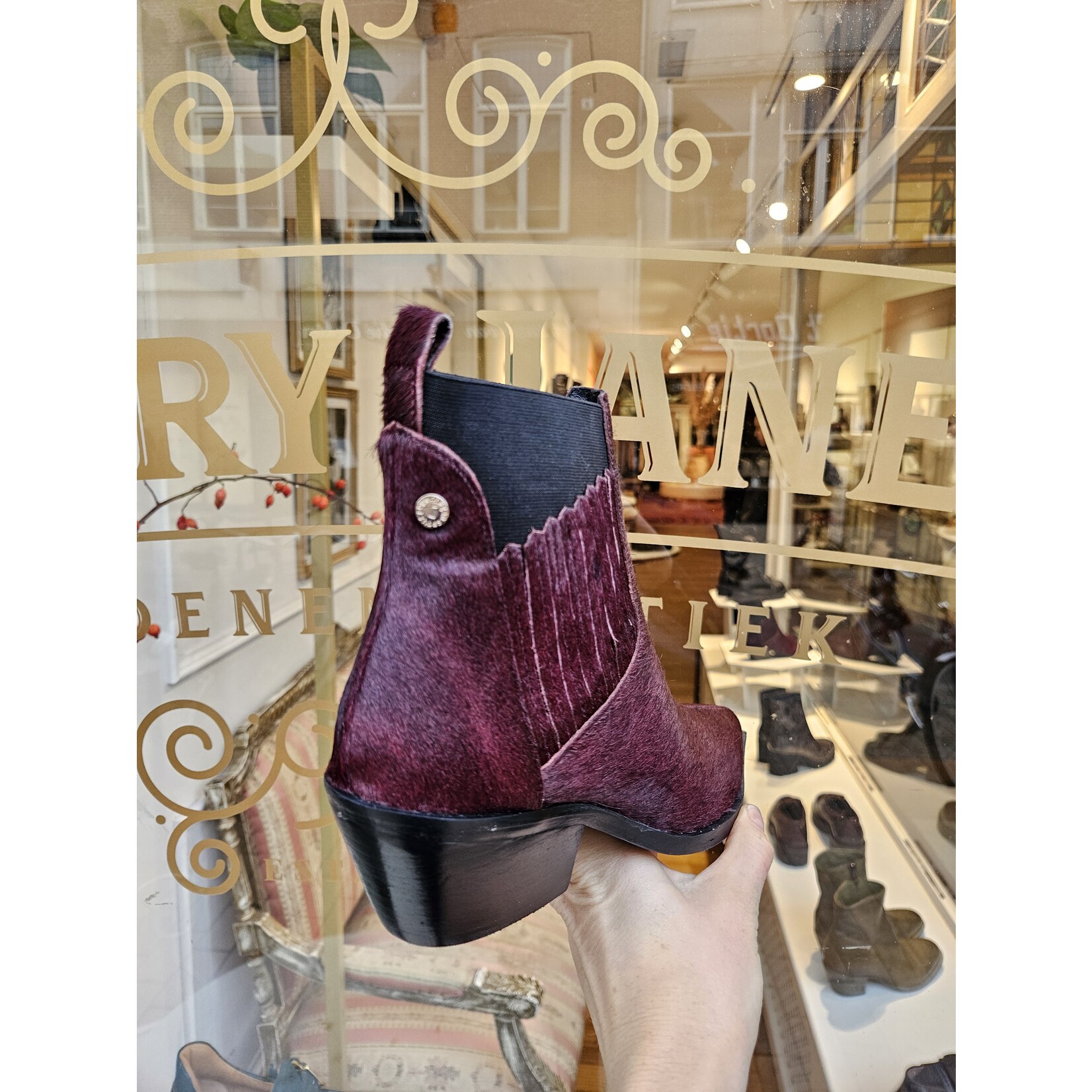 Copenhagen leren enkellaarsje western pony THE WALKING bordeaux
