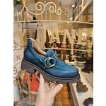AS98 leren instapper buckle EVON petrol/blauw