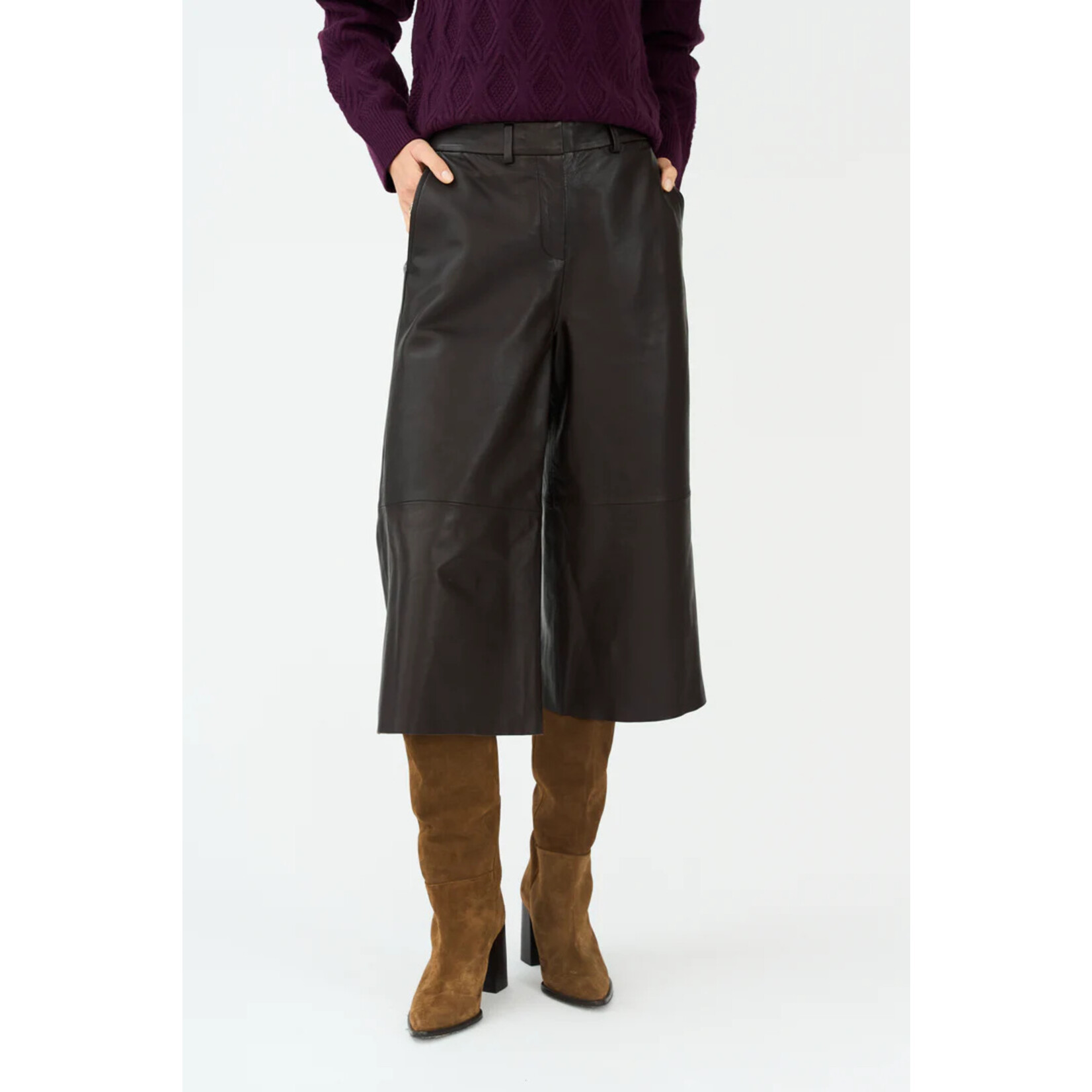 Pieszak Pieszak culotte leren broek LANNI bruin