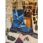 PAPUCEI leren hoge laars strook GAMMA blauw