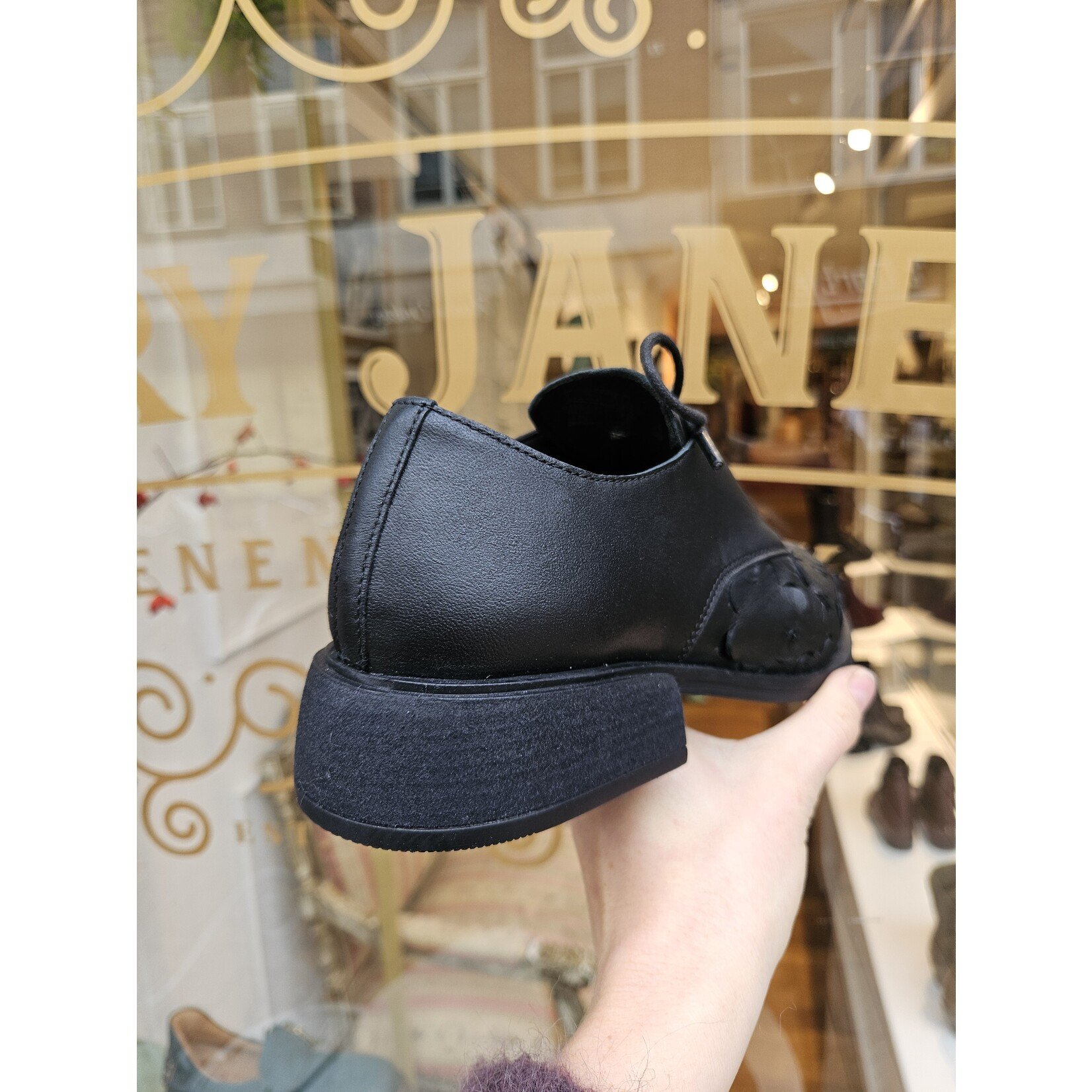 PAPUCEI leren veterschoen art STONE zwart