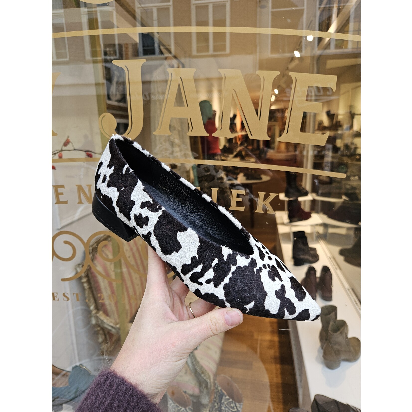 Mary Jane Collectie leren instapper PISO koeprint