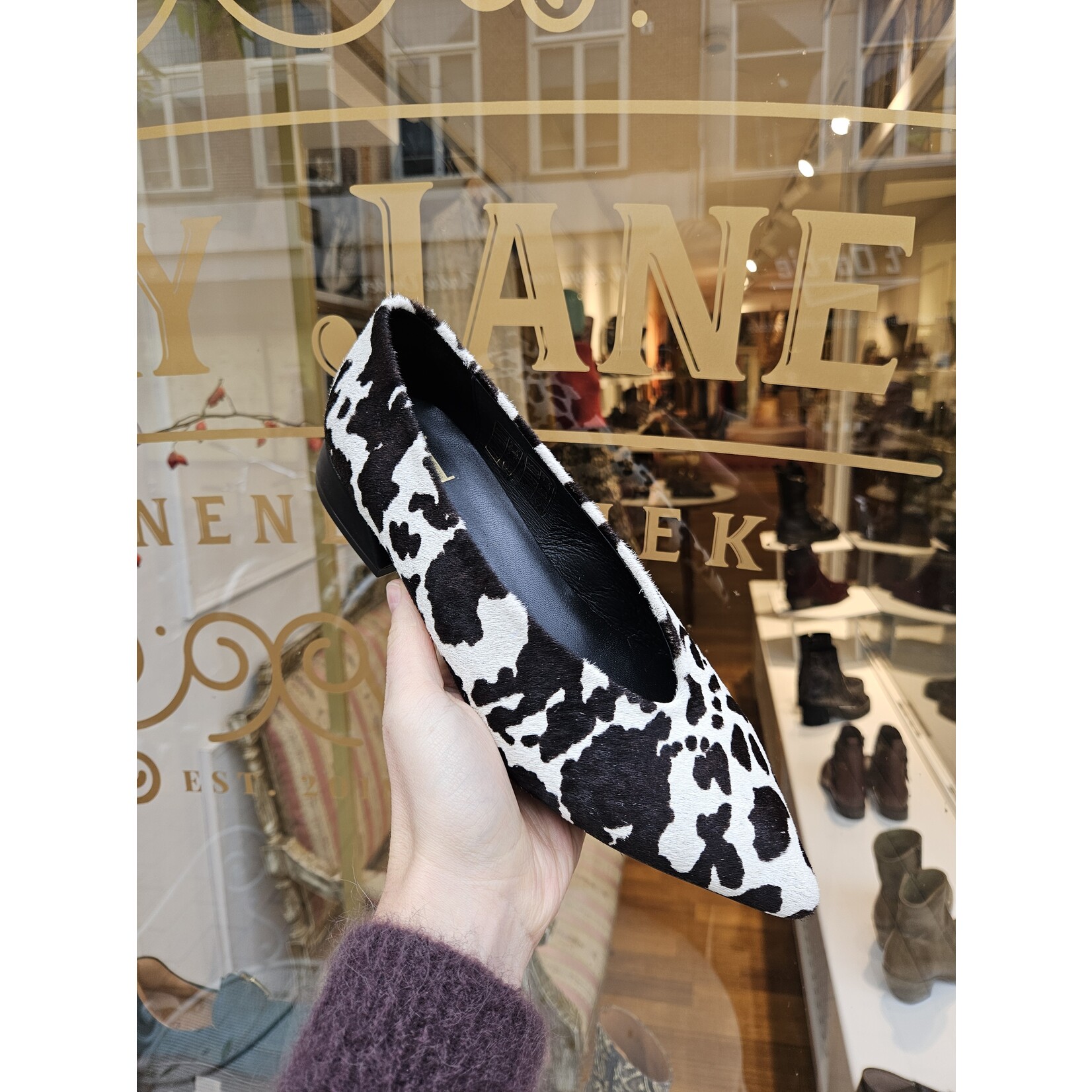 Mary Jane Collectie leren instapper PISO koeprint