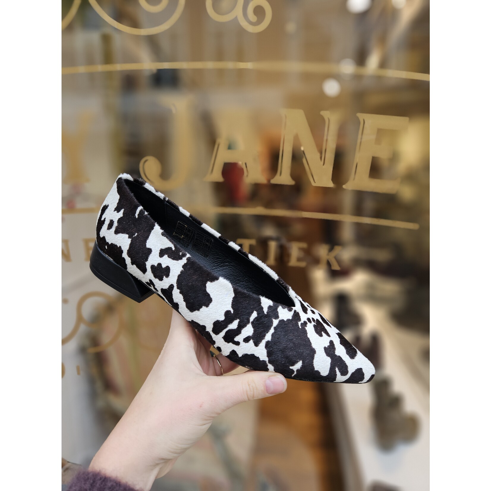 Mary Jane Collectie leren instapper PISO koeprint