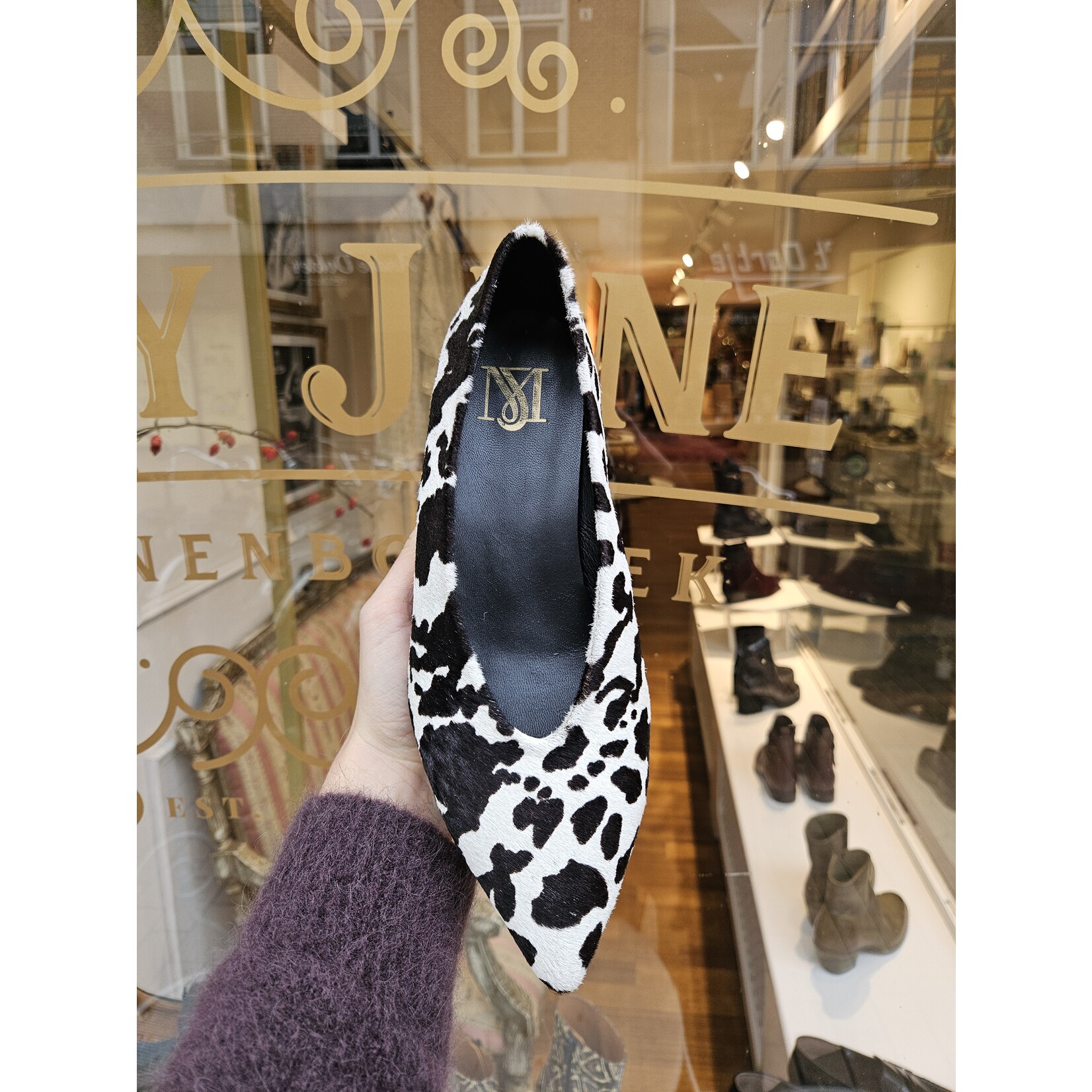 Mary Jane Collectie leren instapper PISO koeprint