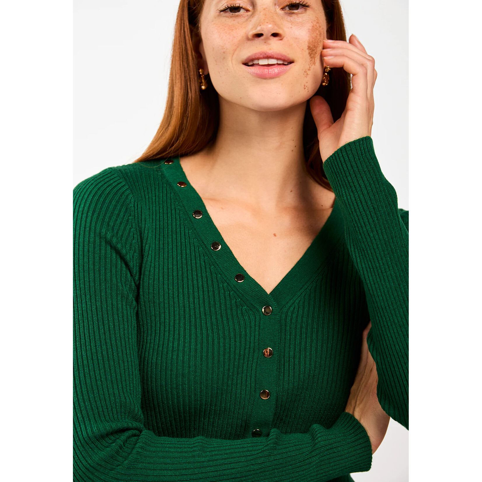 Aaiko top knit lange mouw AMALIA evergreen groen