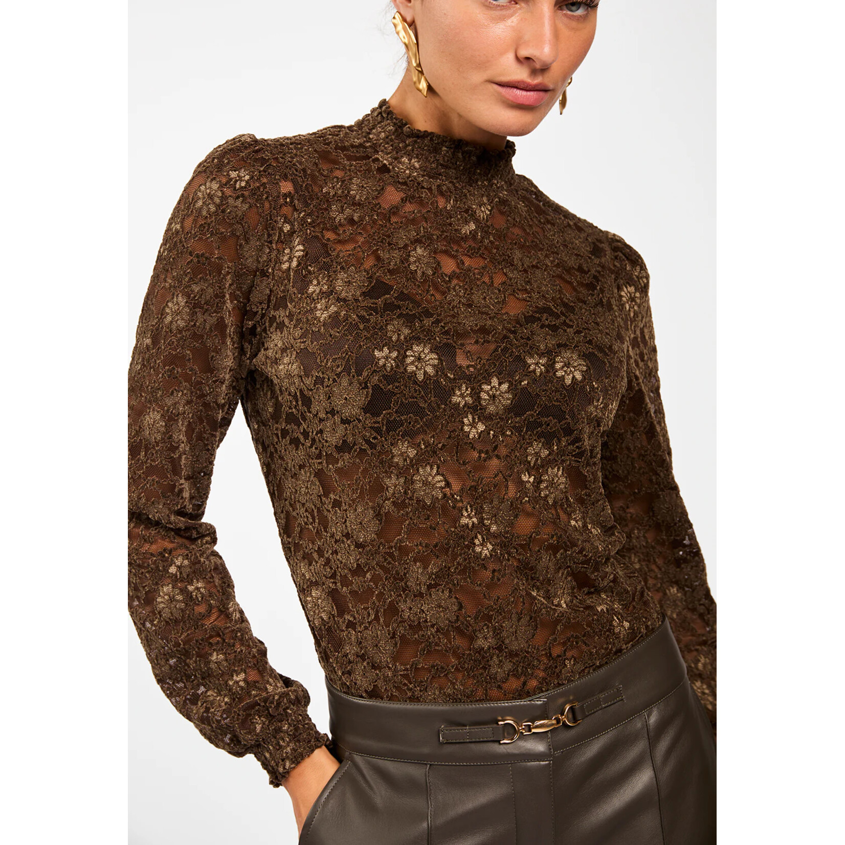 Aaiko top TORY kant lace cedar green