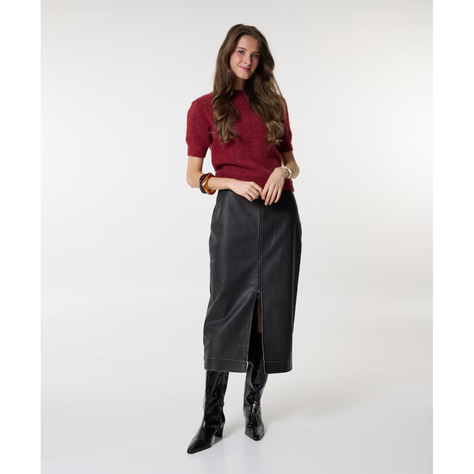 Aaiko leatherlook rok ELODIE zwart