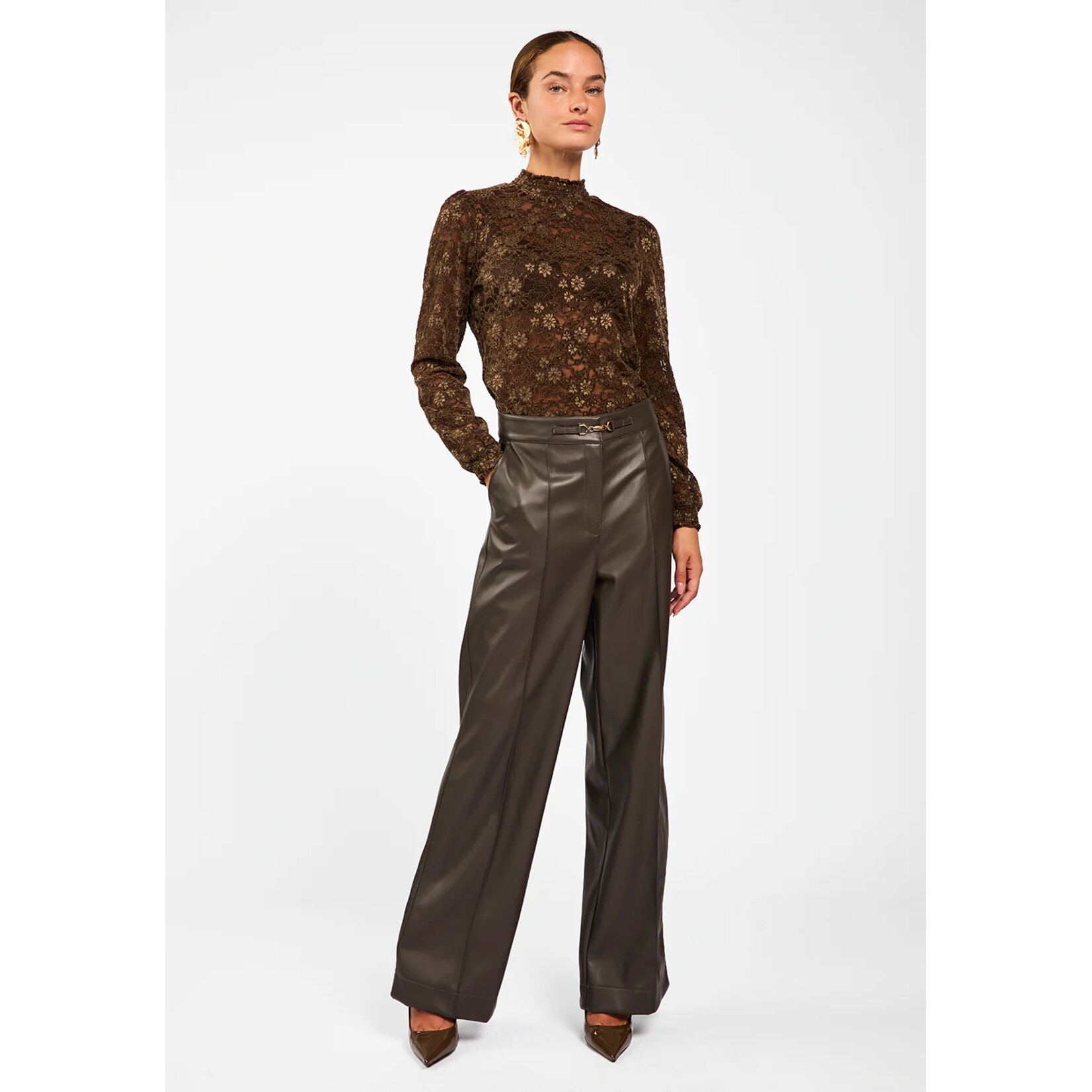 Aaiko fake leather broek SONJA pu groen