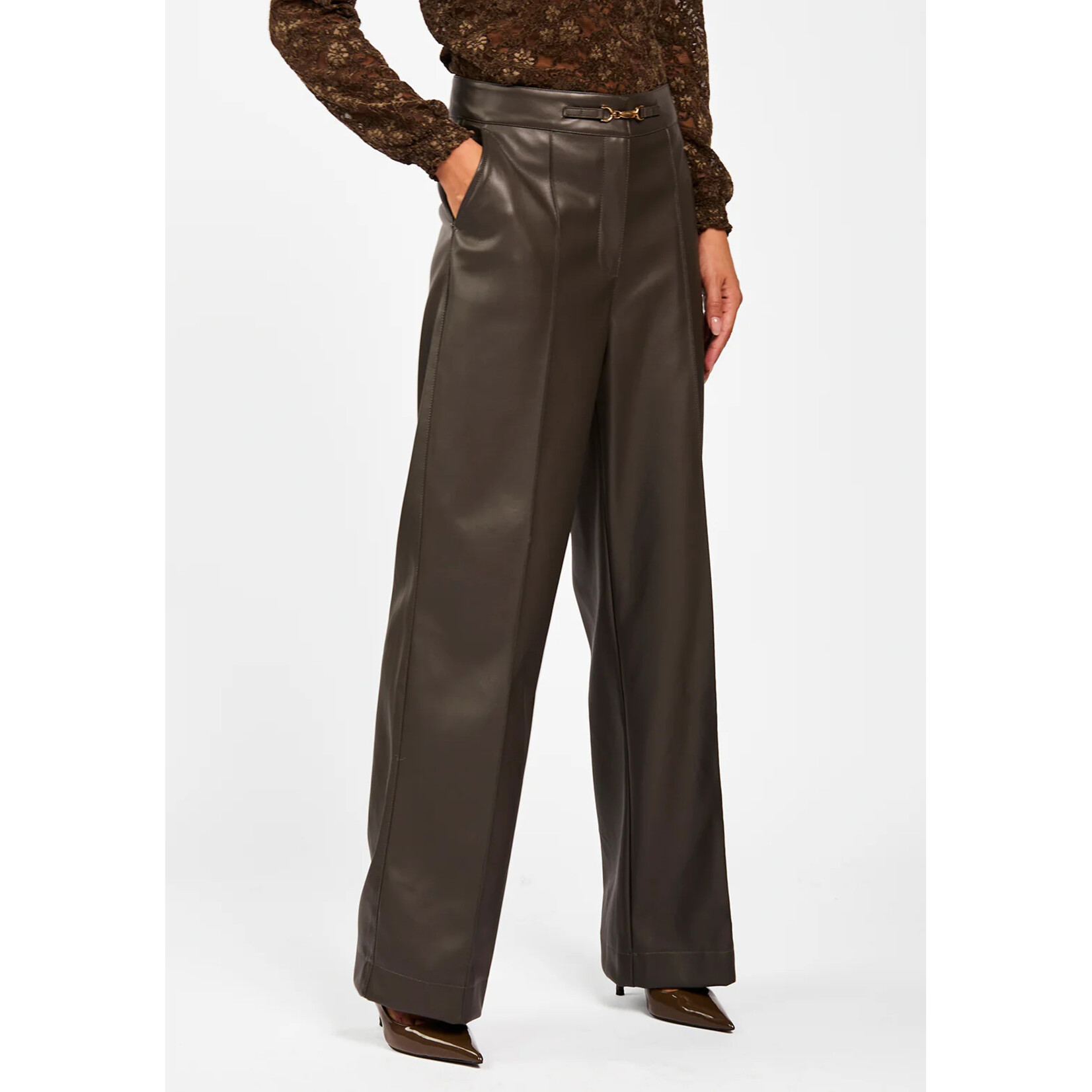 Aaiko fake leather broek SONJA pu groen