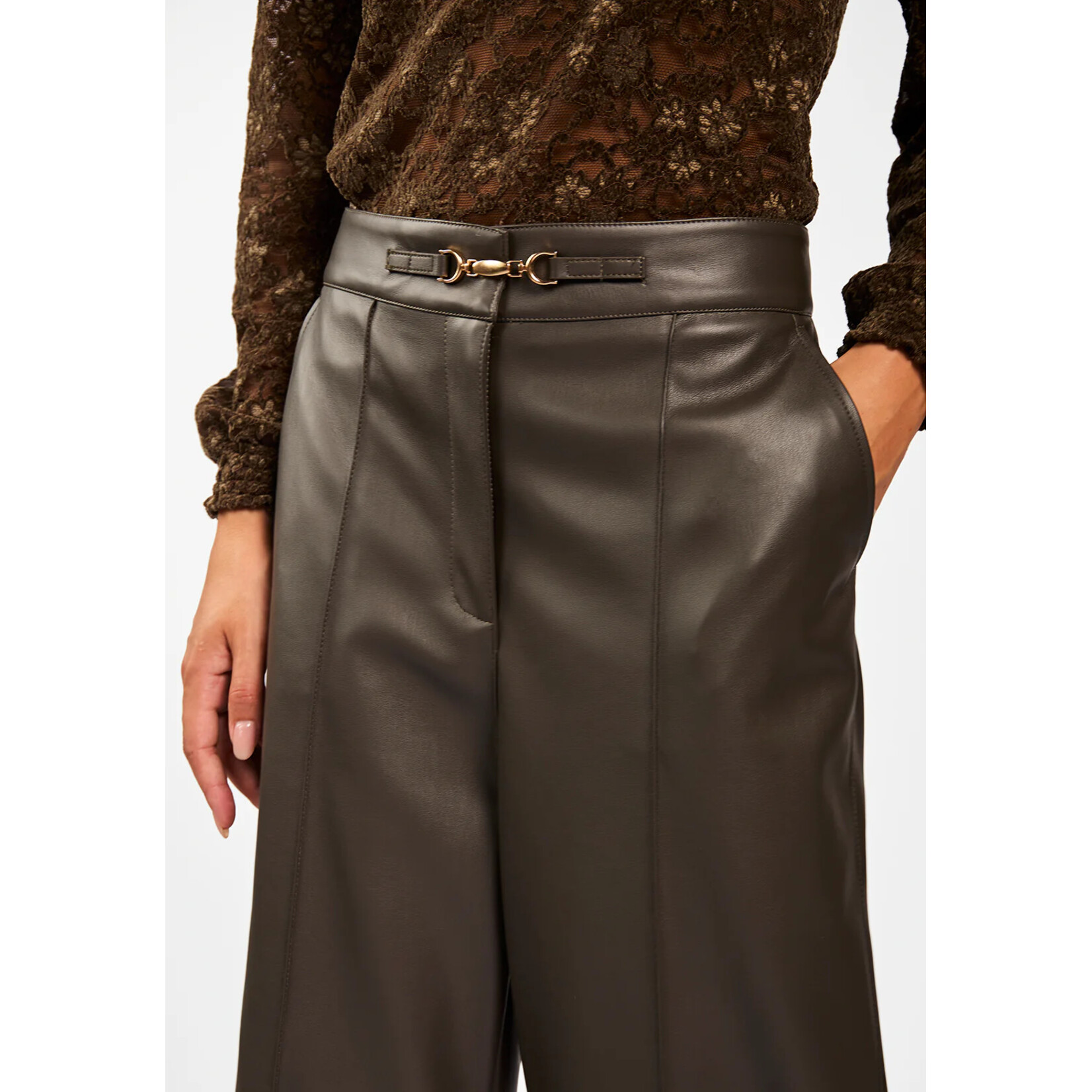 Aaiko fake leather broek SONJA pu groen