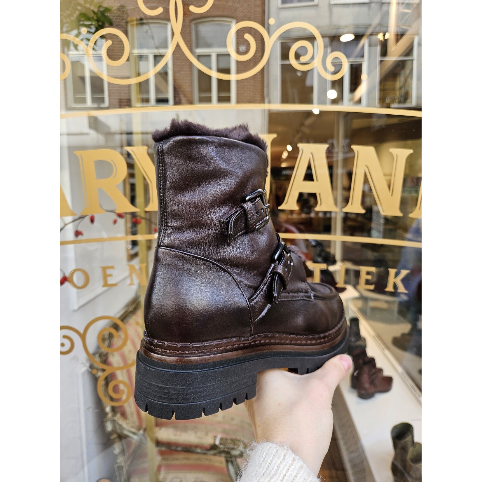 MJUS leren winterboots gesp WYJA bruin