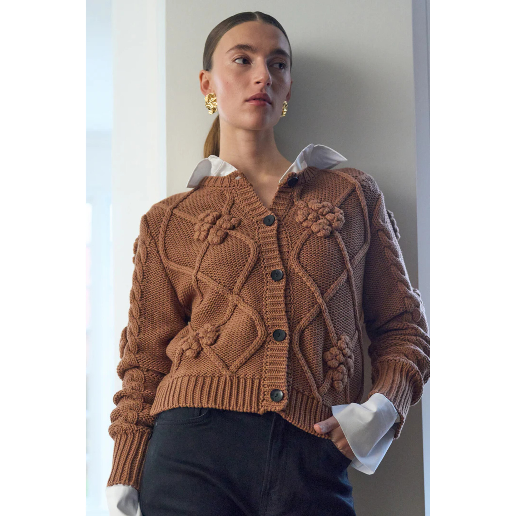 Pieszak Pieszak vest gehaakt knit NUGGET gold bruin