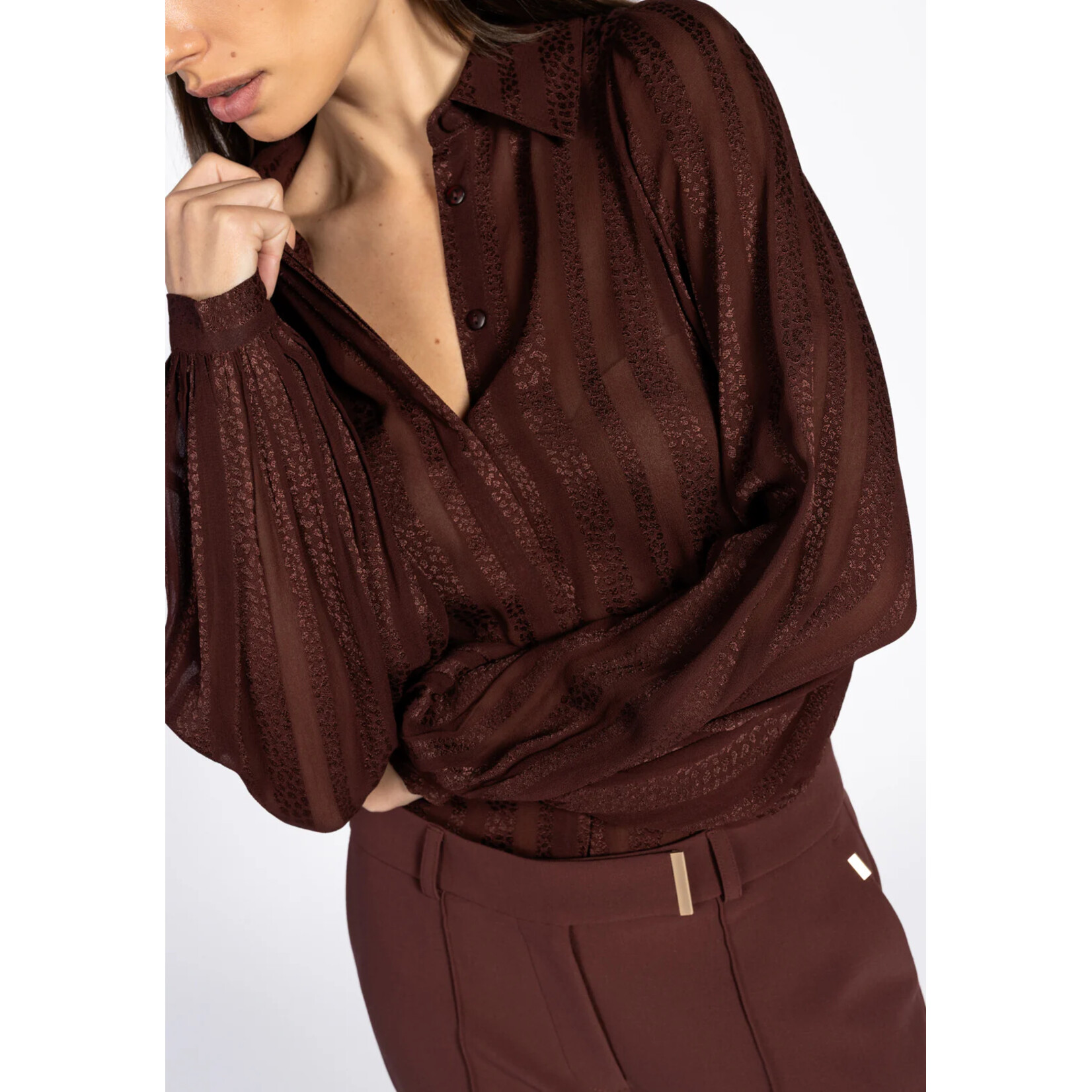 Aaiko blouse stripe ROSE spicy chocolate