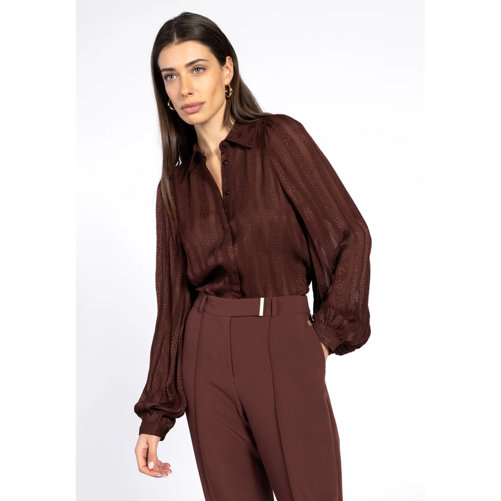 Aaiko blouse stripe ROSE spicy chocolate