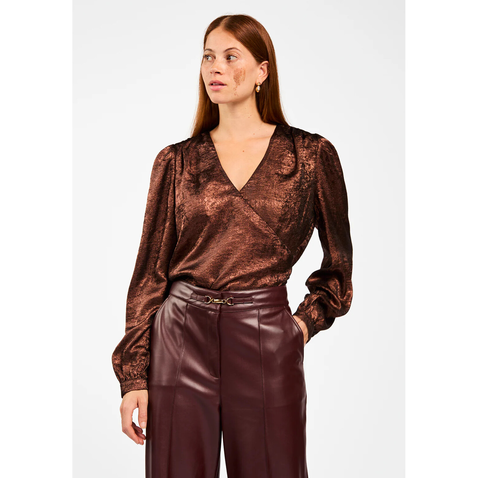 Aaiko top LYDA shine koperkleur