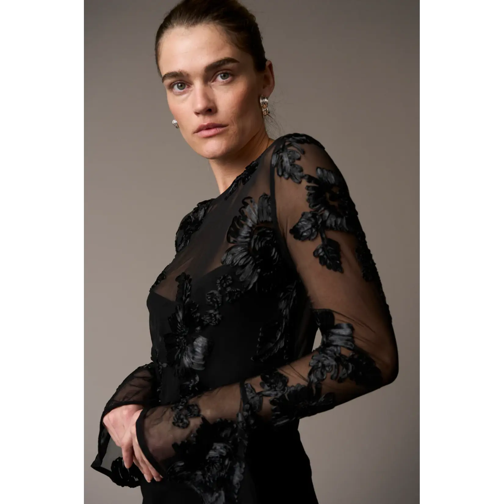 Pieszak Pieszak flounce sleeve mesh MELIA zwart