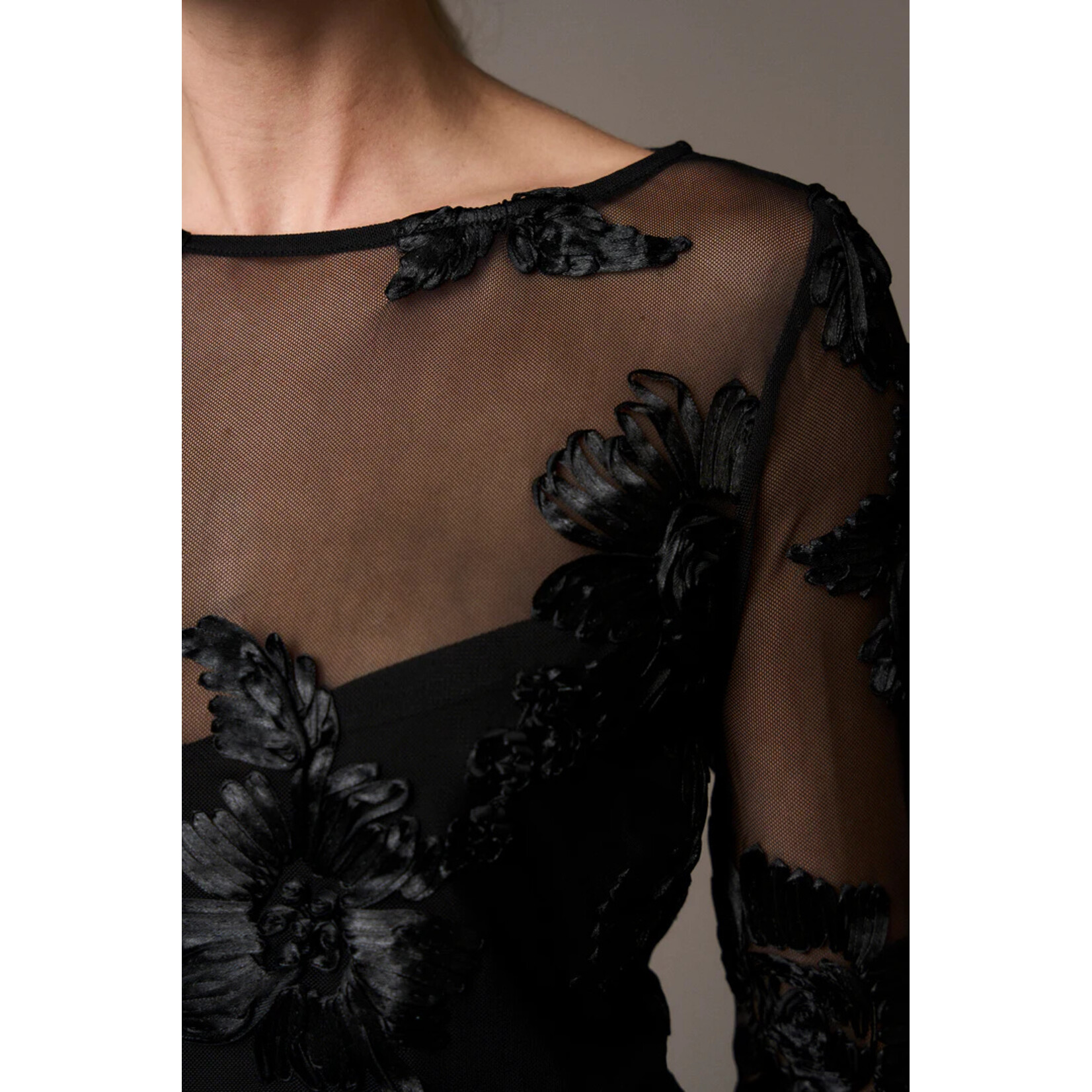 Pieszak Pieszak flounce sleeve mesh MELIA zwart