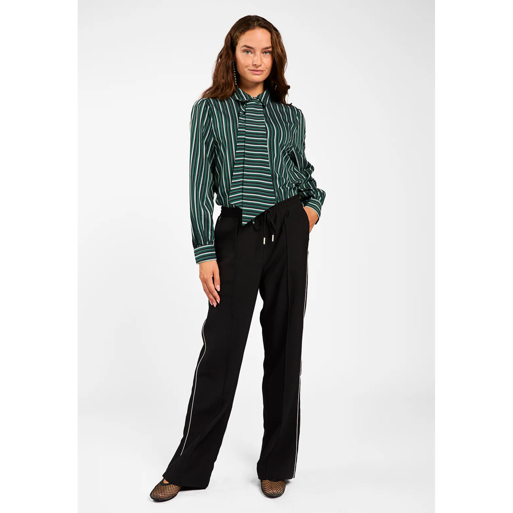 Aaiko blouse bow tie FENNE green