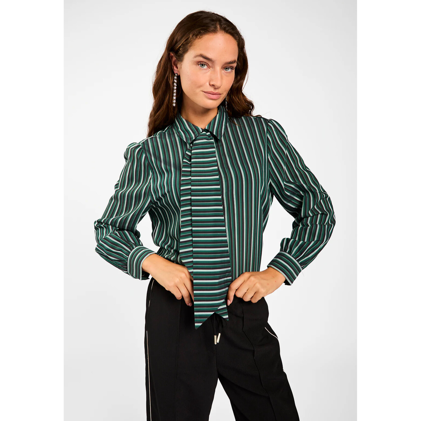 Aaiko blouse bow tie FENNE green