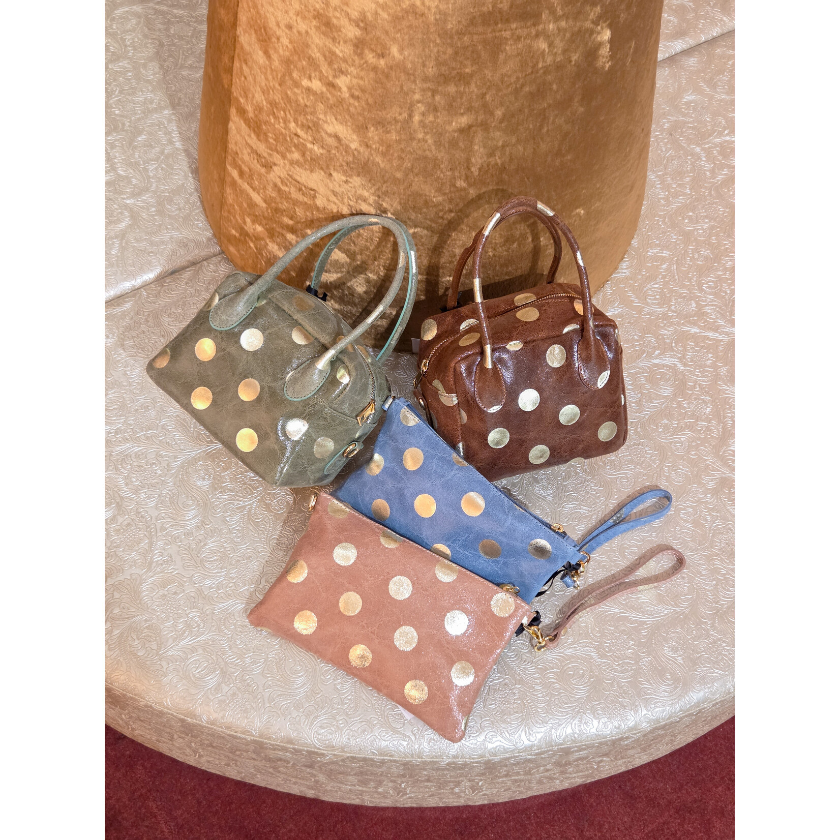 Marlon Bags handtas BESSY dots bruin goud