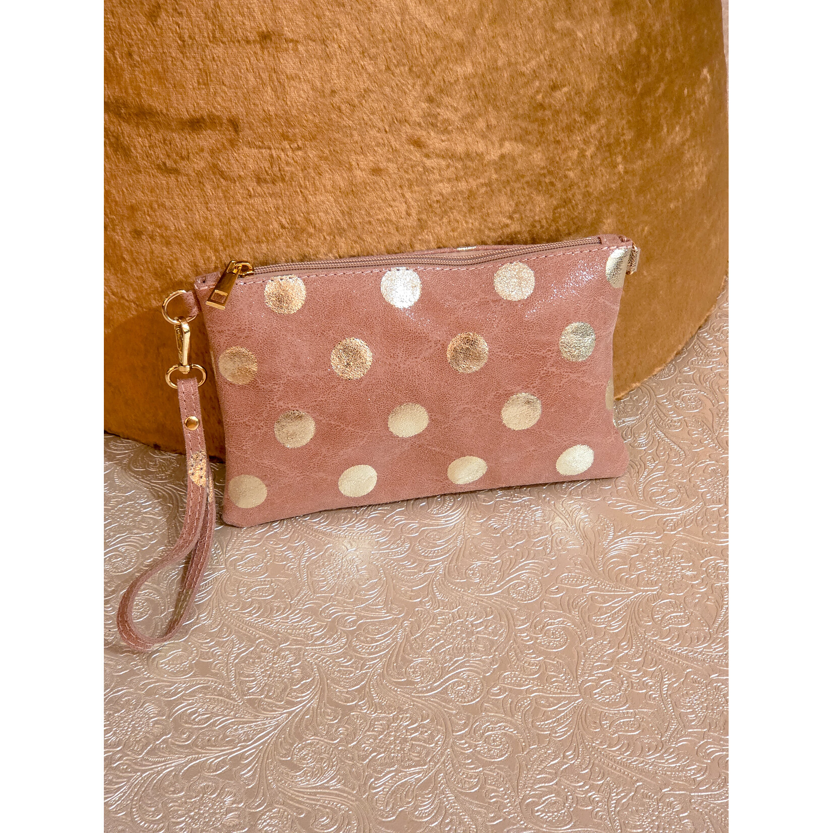 Marlon Bags clutch VIOLET dots roze