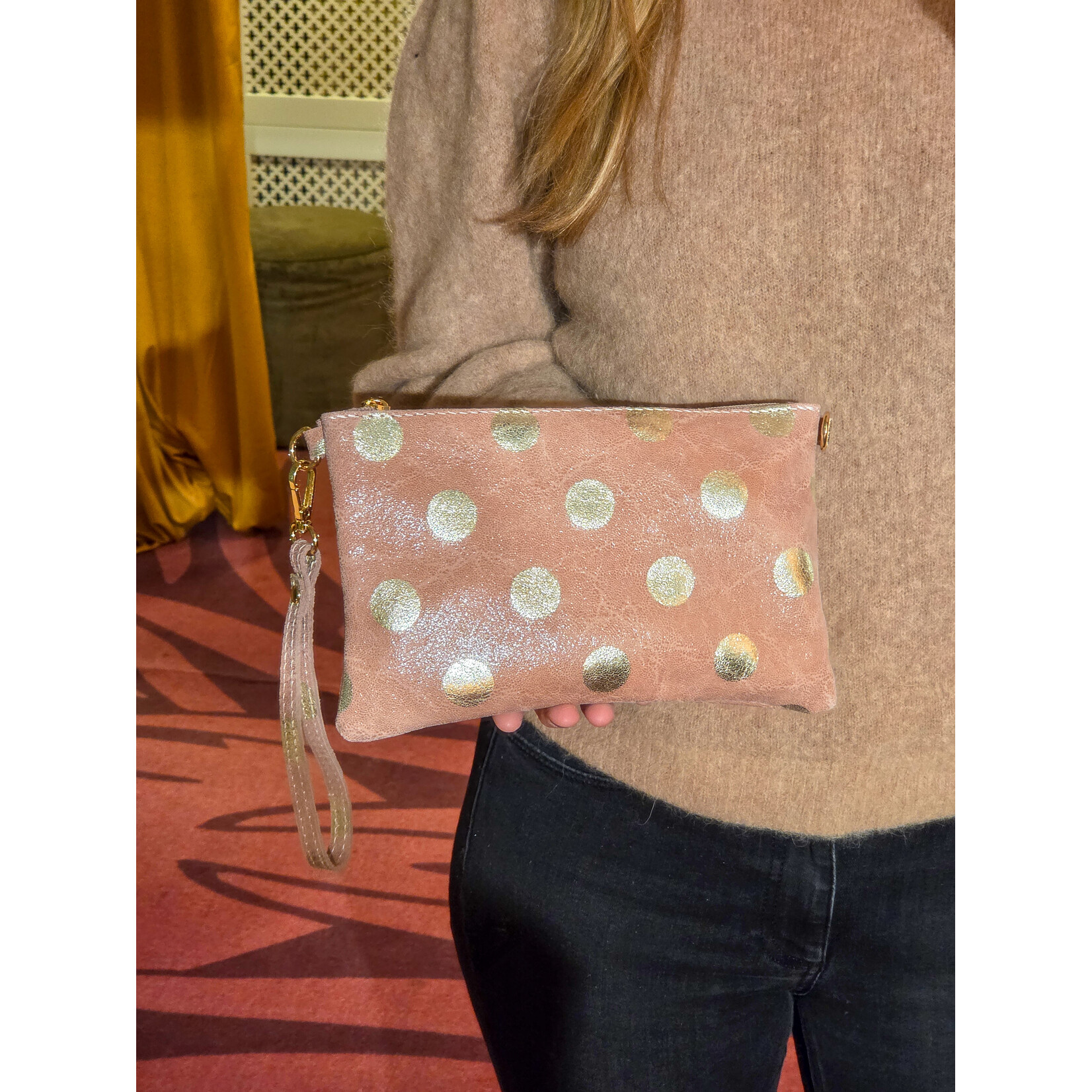 Marlon Bags clutch VIOLET dots roze