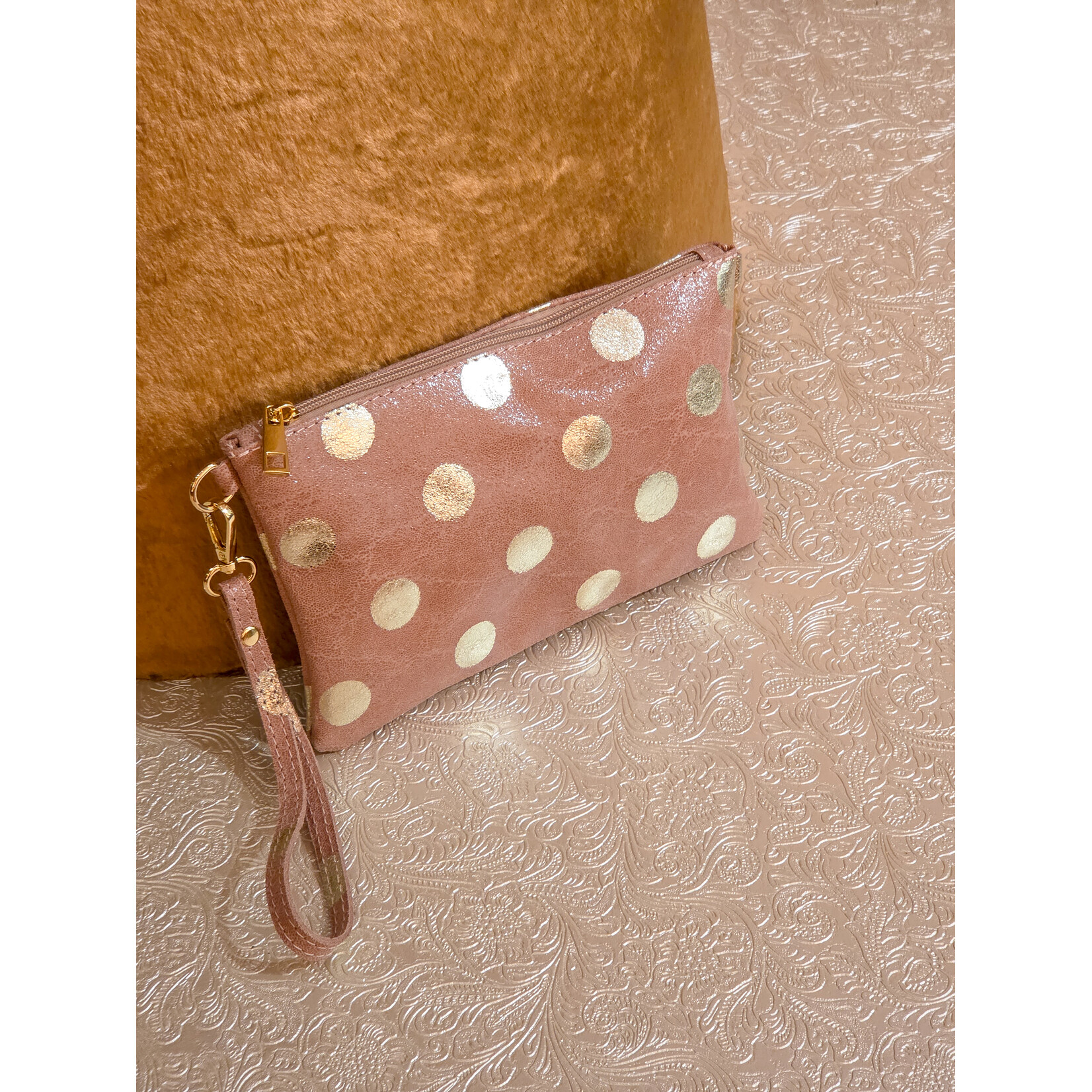 Marlon Bags clutch VIOLET dots roze
