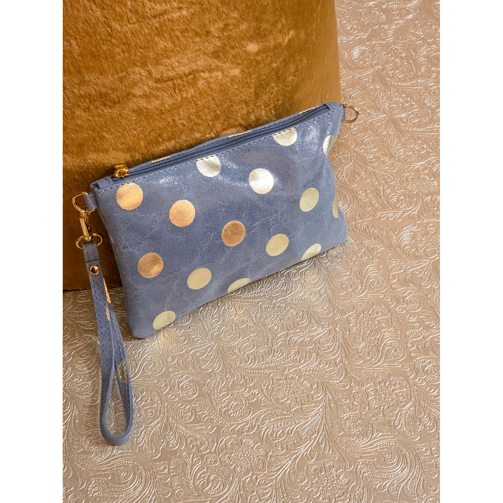Marlon Bags clutch VIOLET dots blue
