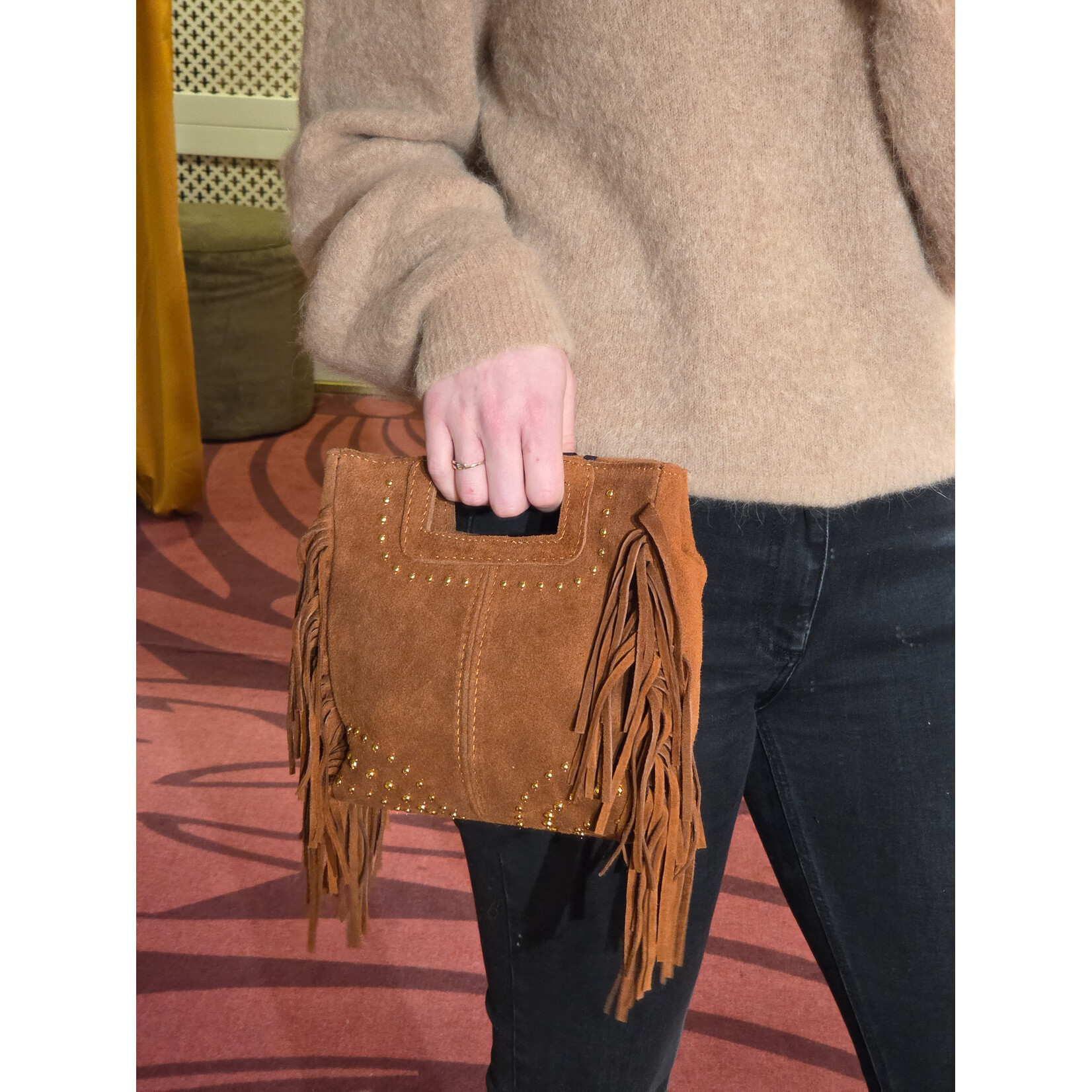 Marlon Bags schoudertas suede SEVILLA cognac