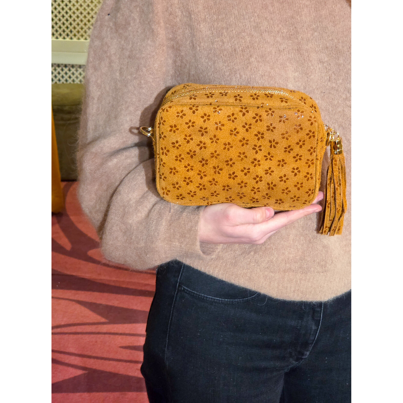 Marlon Bags schoudertas PARIS suede bruin