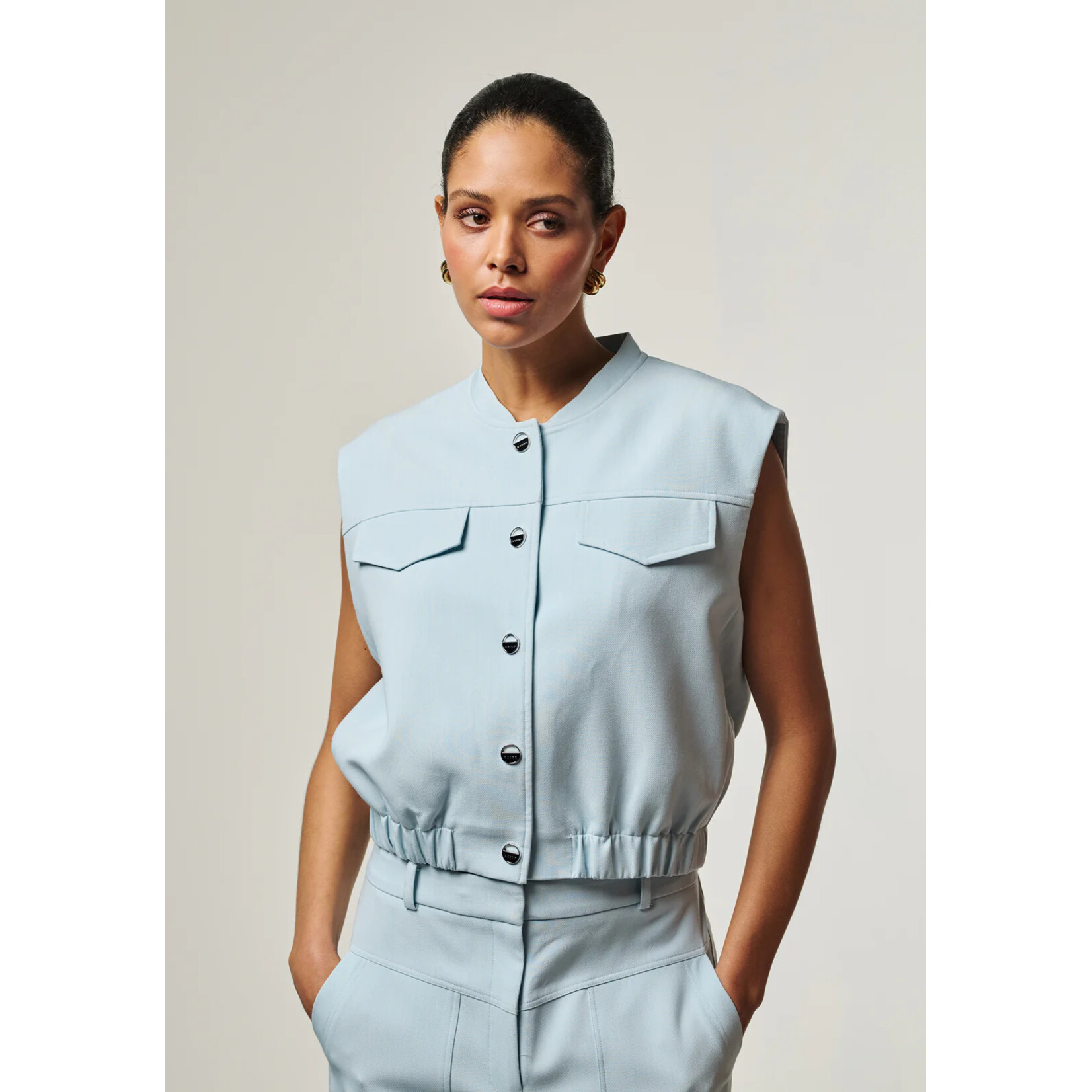 Aaiko gilet OLIVIA poplin blue