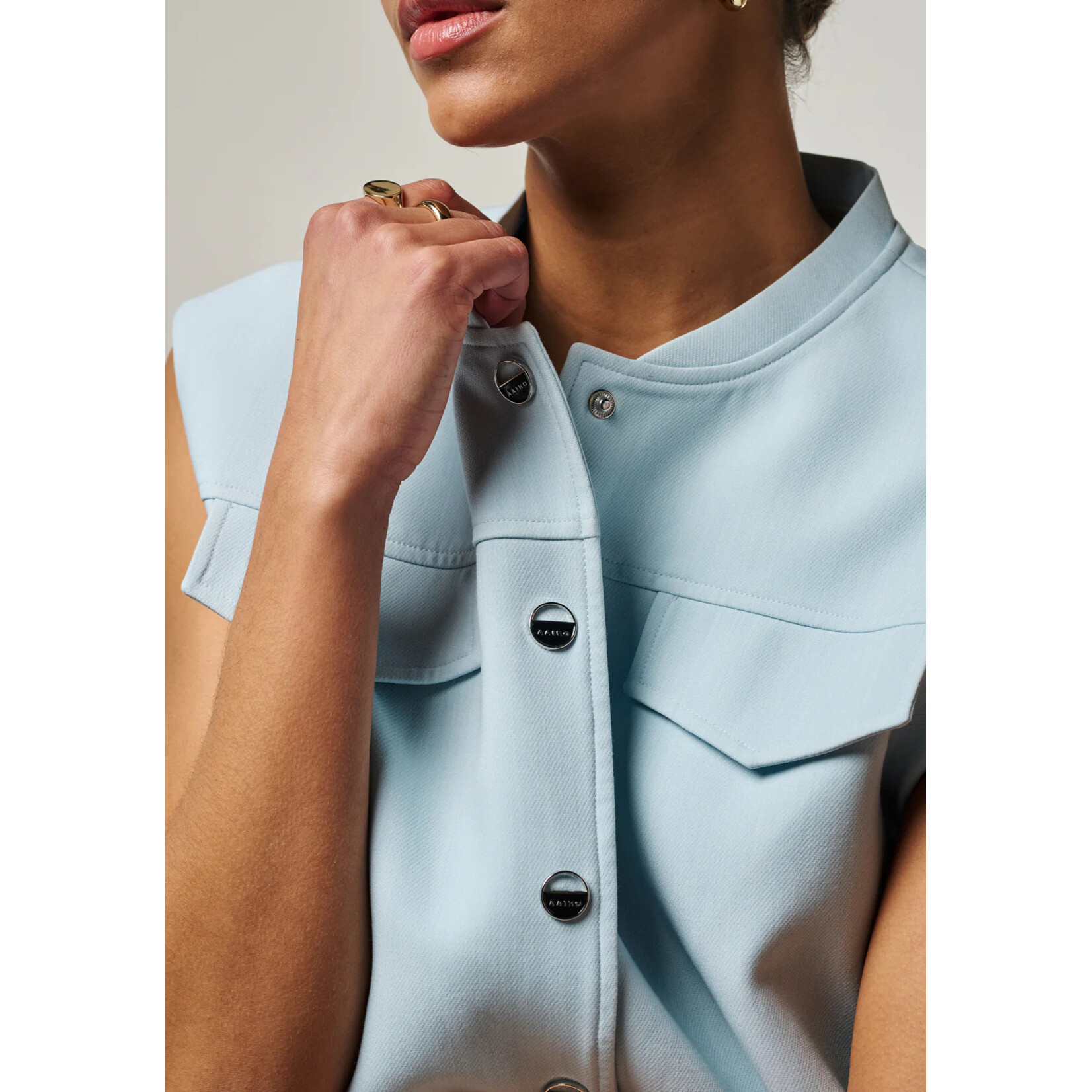 Aaiko gilet OLIVIA poplin blue