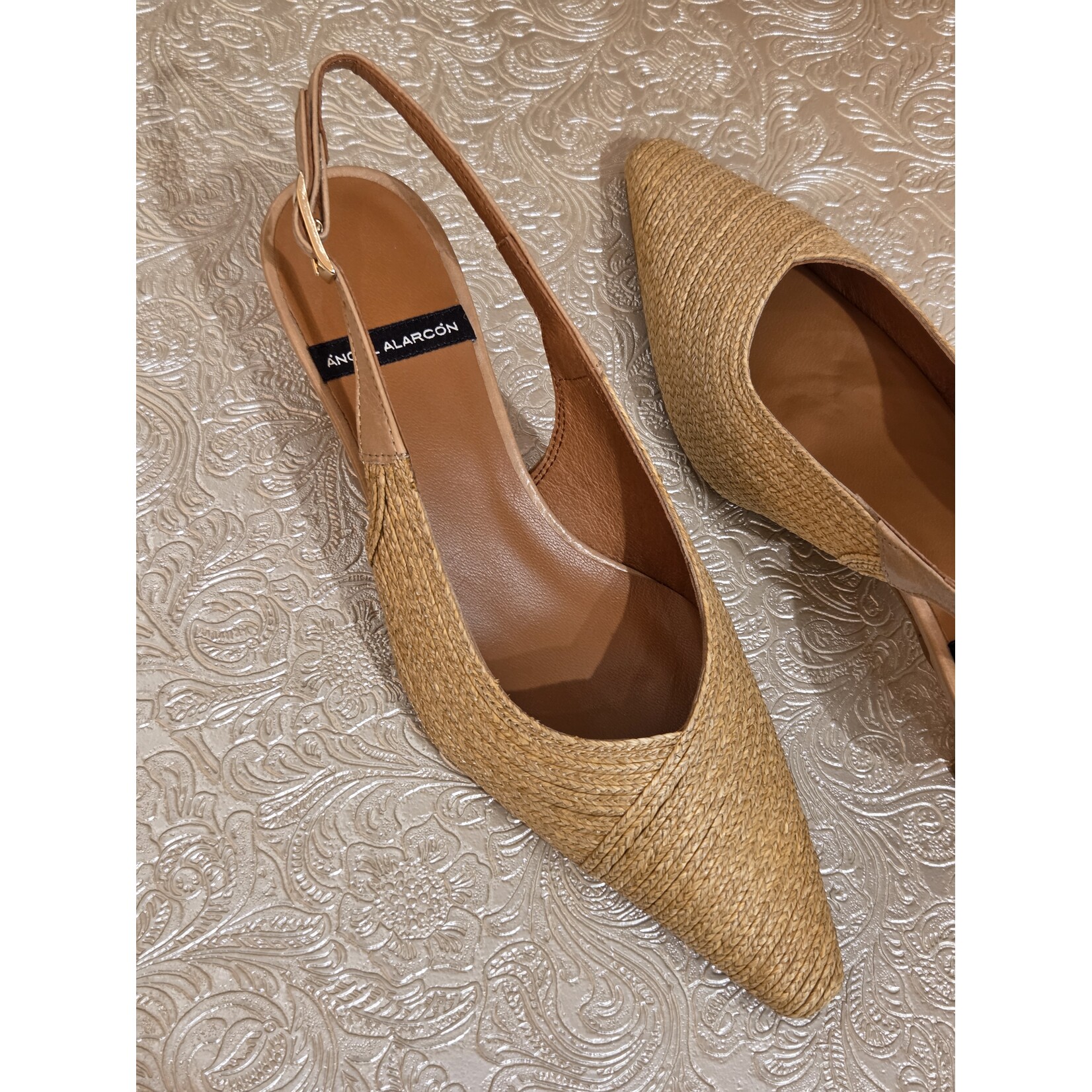 Angel Alarcon Angel Alarcon slingback raffia OLIVIA natural
