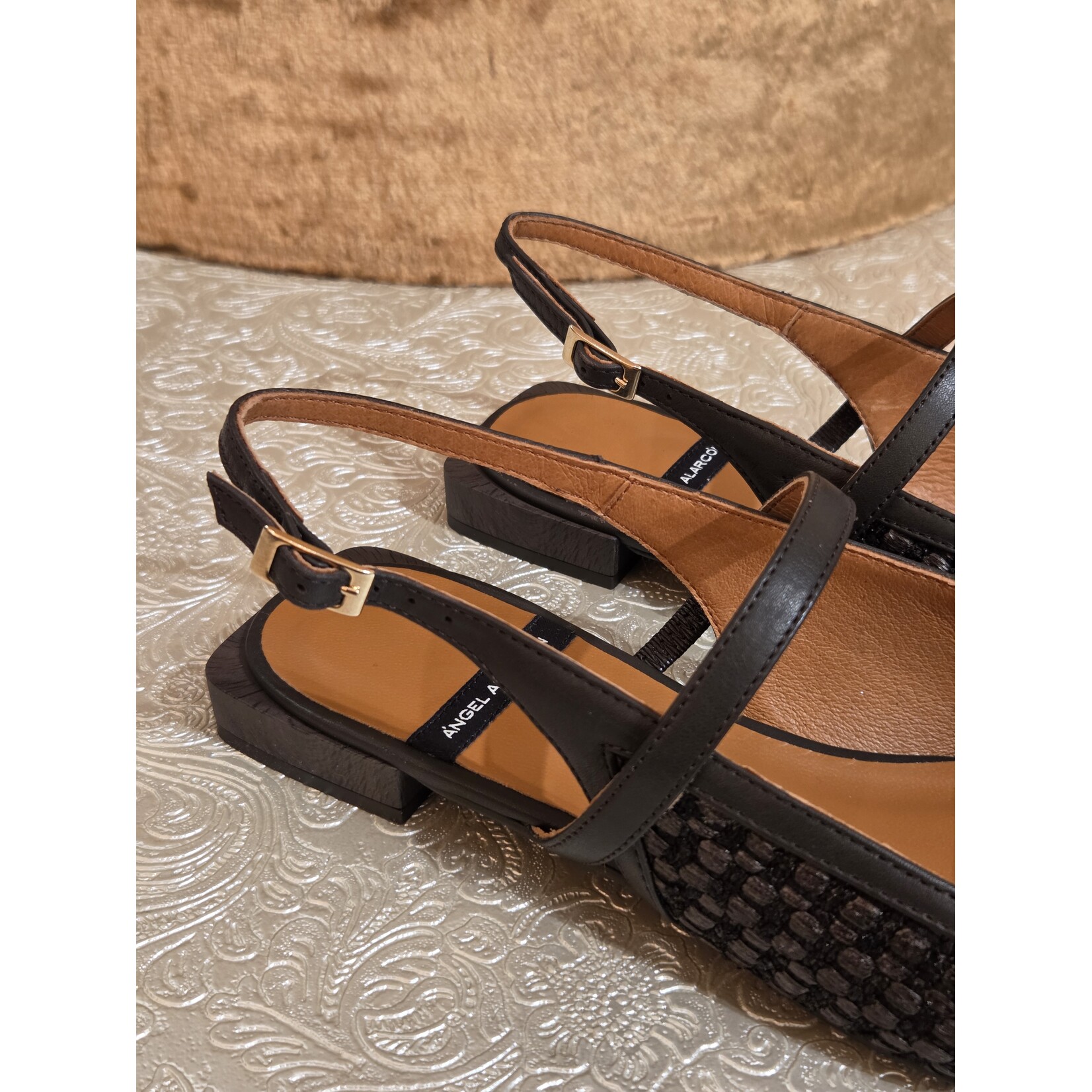 Angel Alarcon Angel Alarcon slingback plat IMELDA donkerbruin
