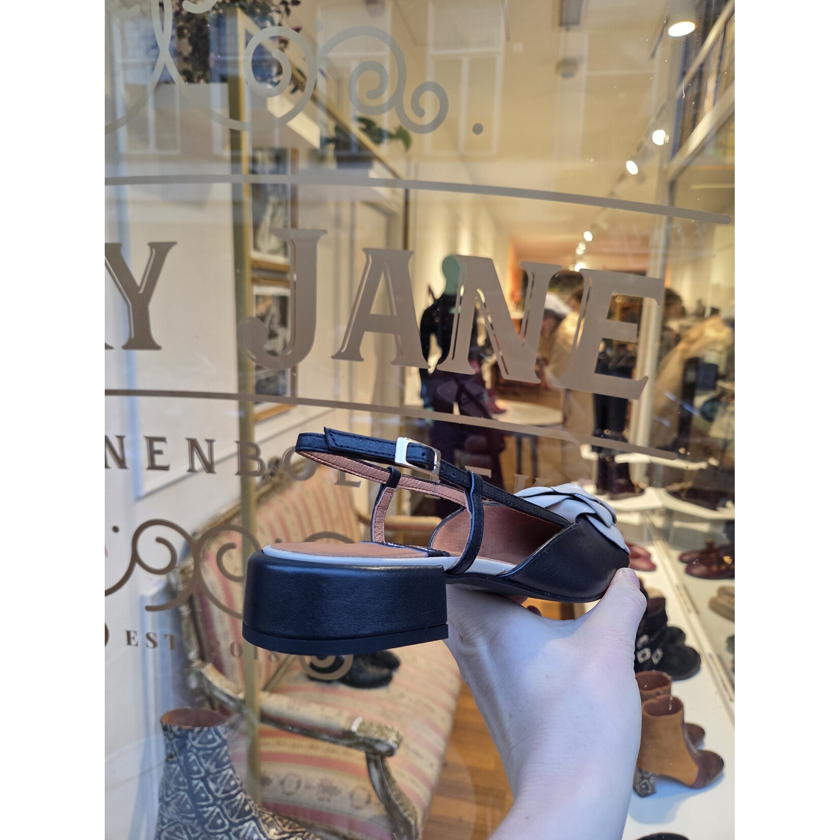 Angel Alarcon Angel Alarcon slingback bloem FLORENCE zwart/latte