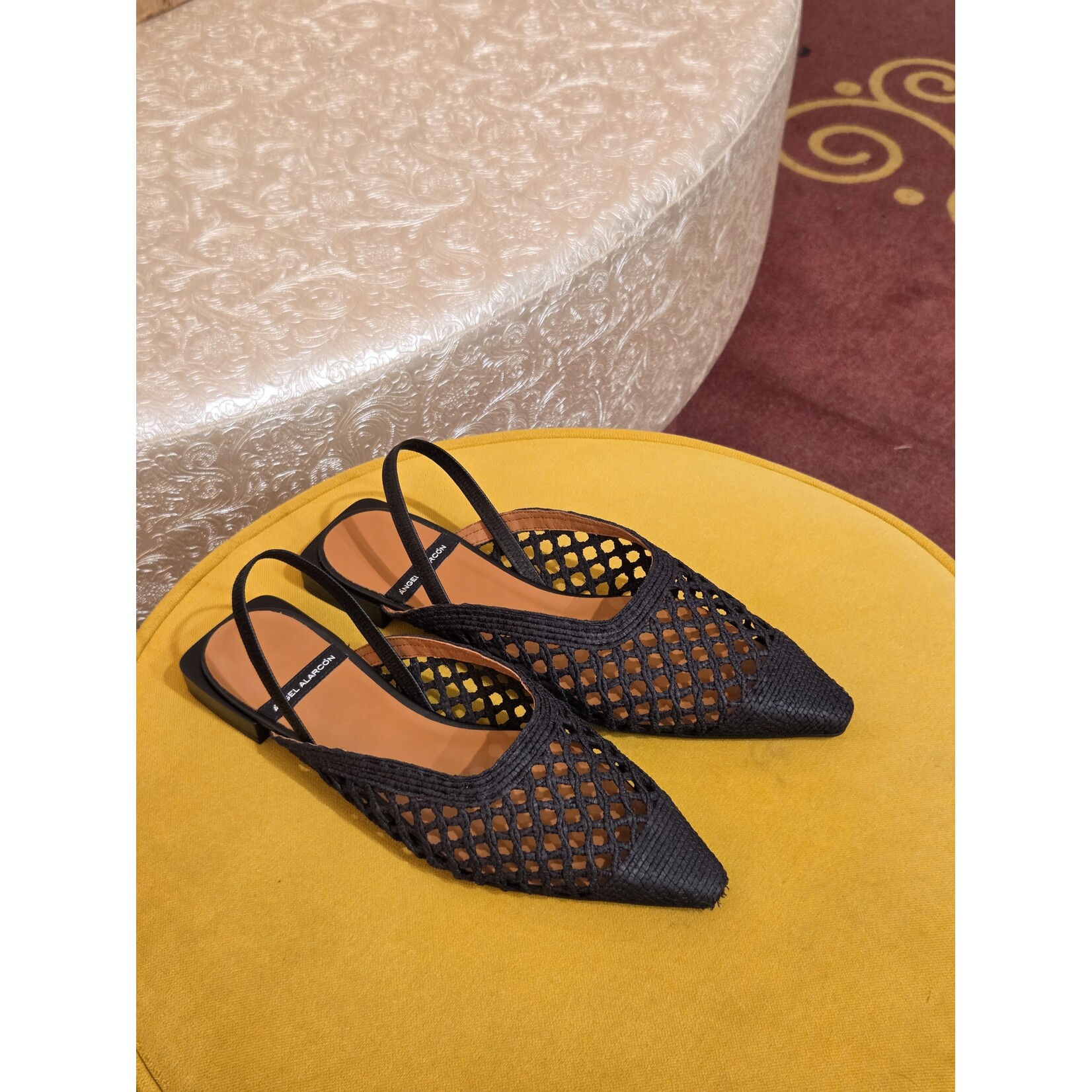 Angel Alarcon Angel Alarcon slingback woven GAIA zwart