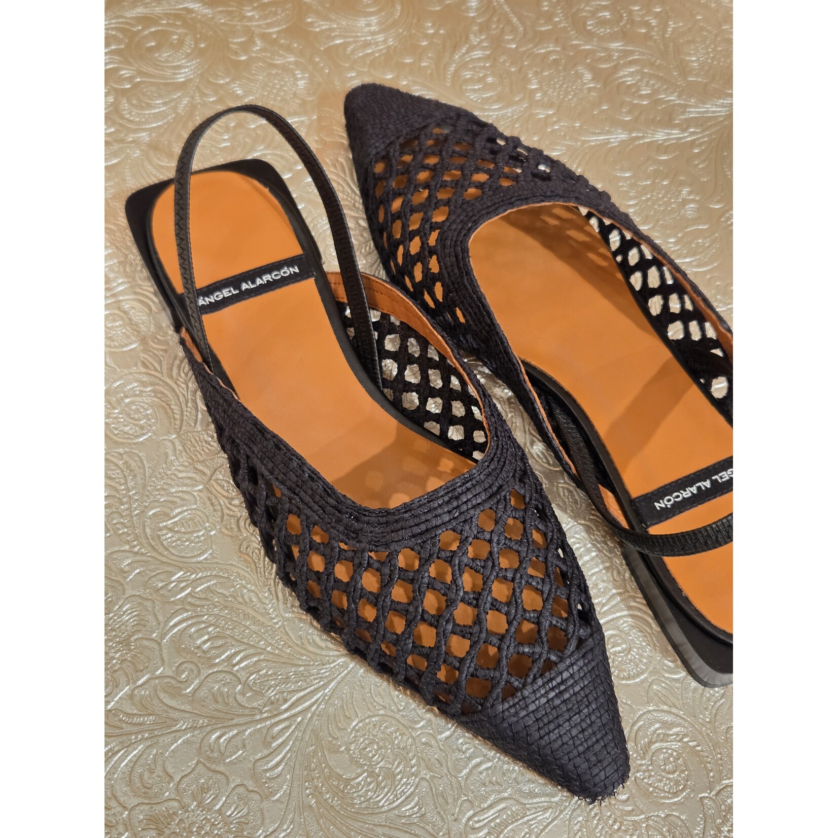 Angel Alarcon Angel Alarcon slingback woven GAIA zwart