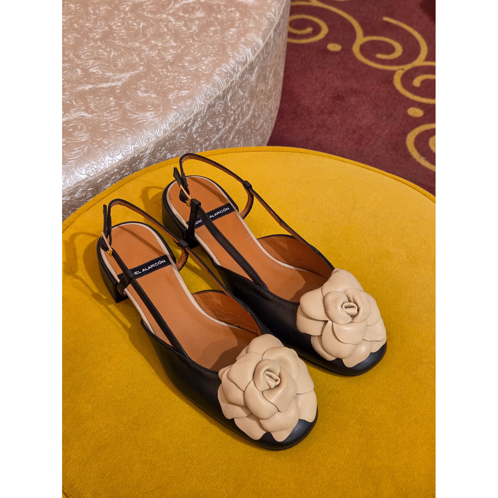 Angel Alarcon Angel Alarcon slingback bloem FLORENCE zwart/latte