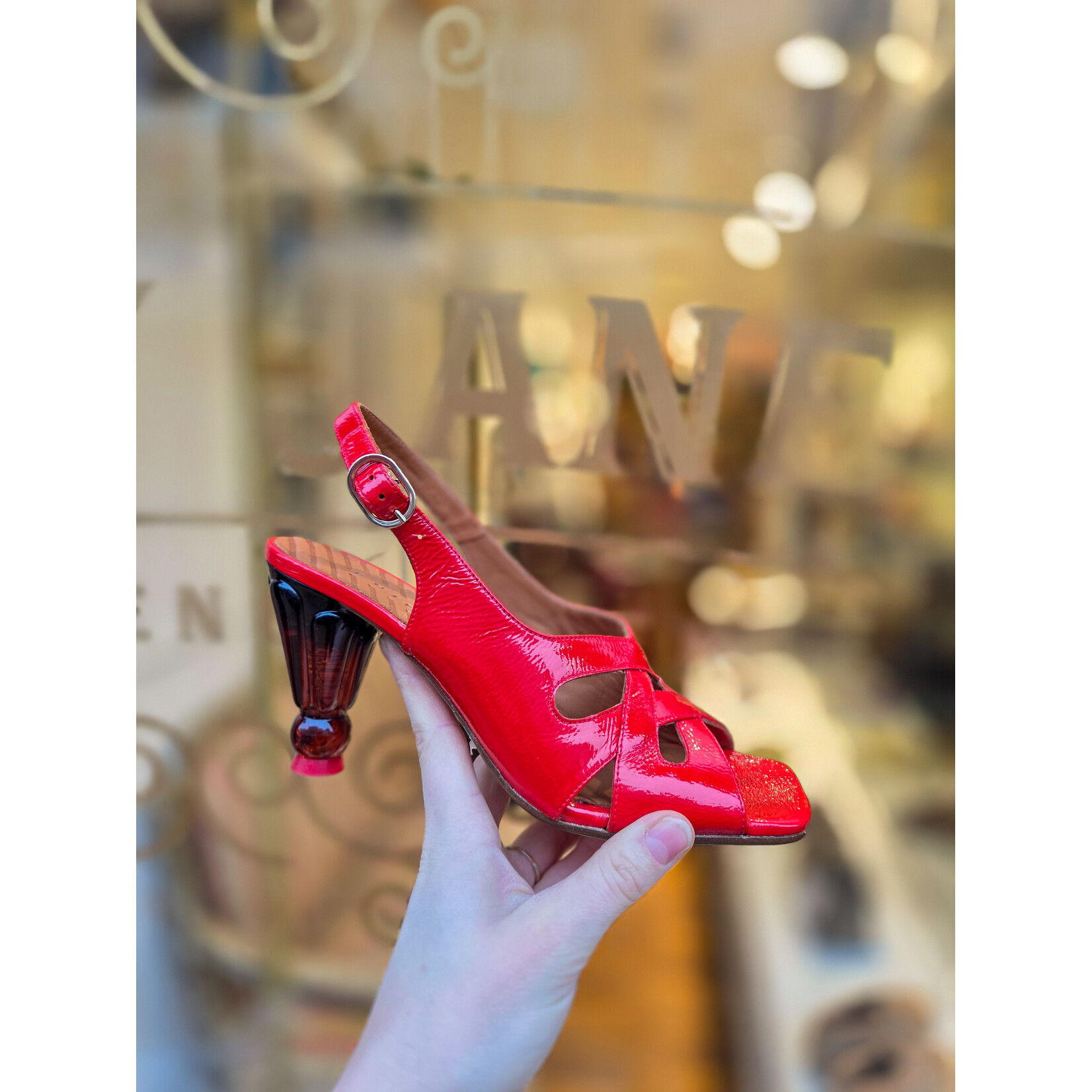 Chie Mihara sandaal hak UTRILE tomaat rood
