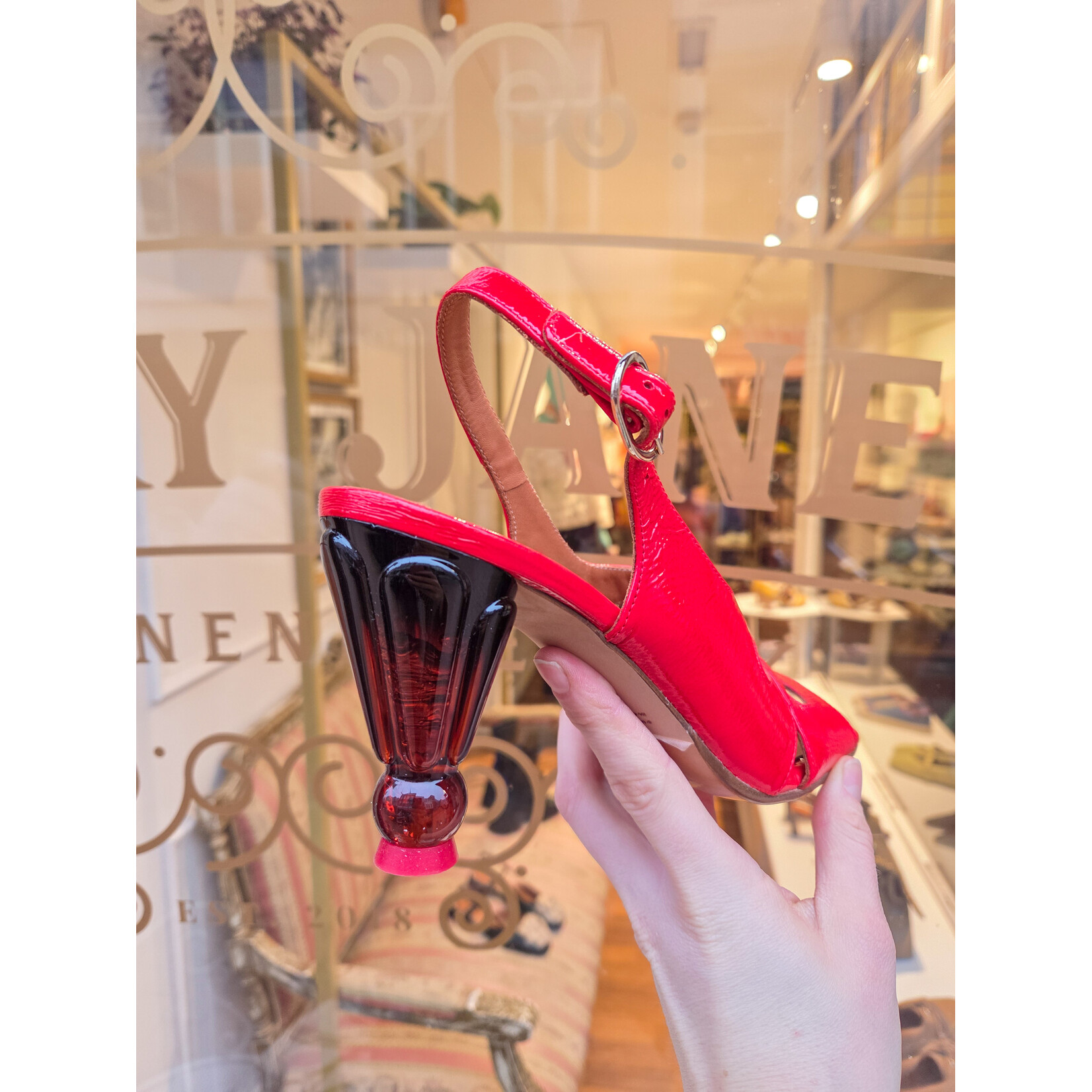 Chie Mihara sandaal hak UTRILE tomaat rood