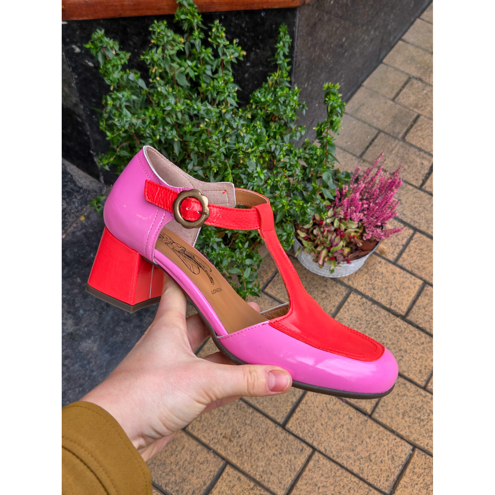 Fly London pump POLK tstrap rood/roze
