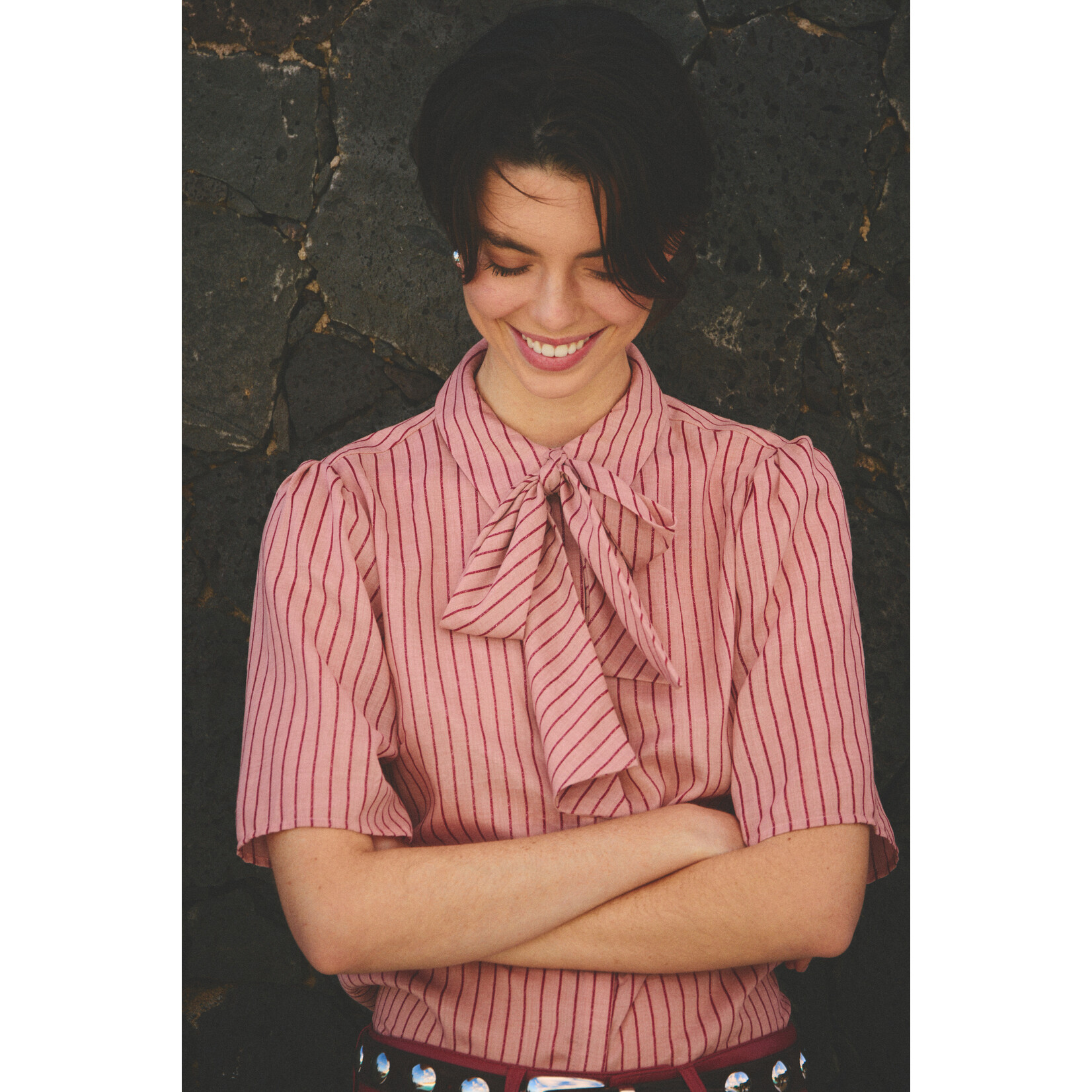 Aaiko top strik VERONNE pomegranate