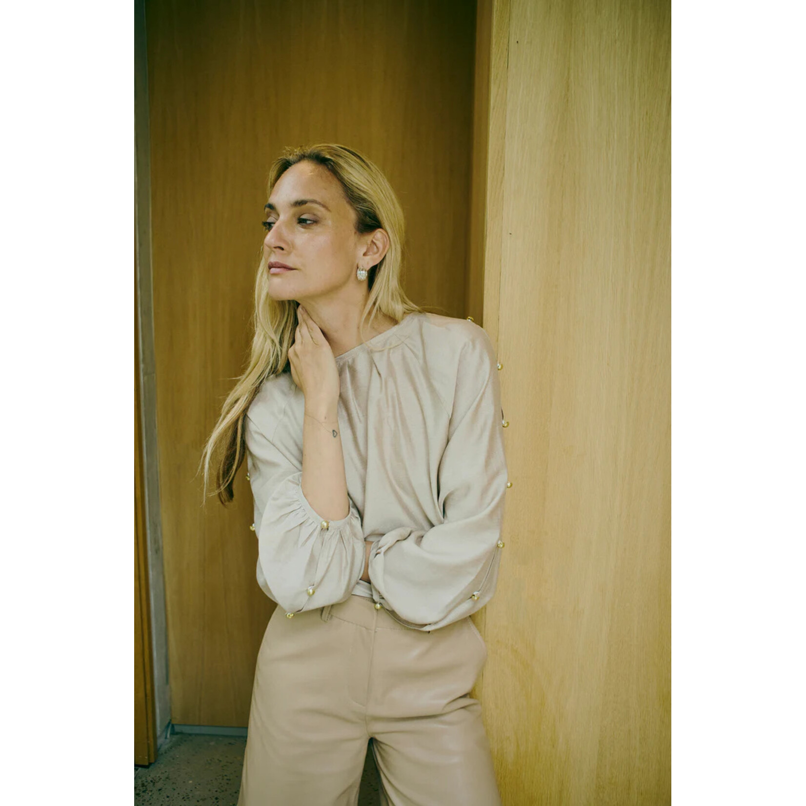 Pieszak Pieszak blouse VIOLA ballon beige melange