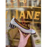 Nemonic Nemonic leren pump COLETTE zilver/zwart